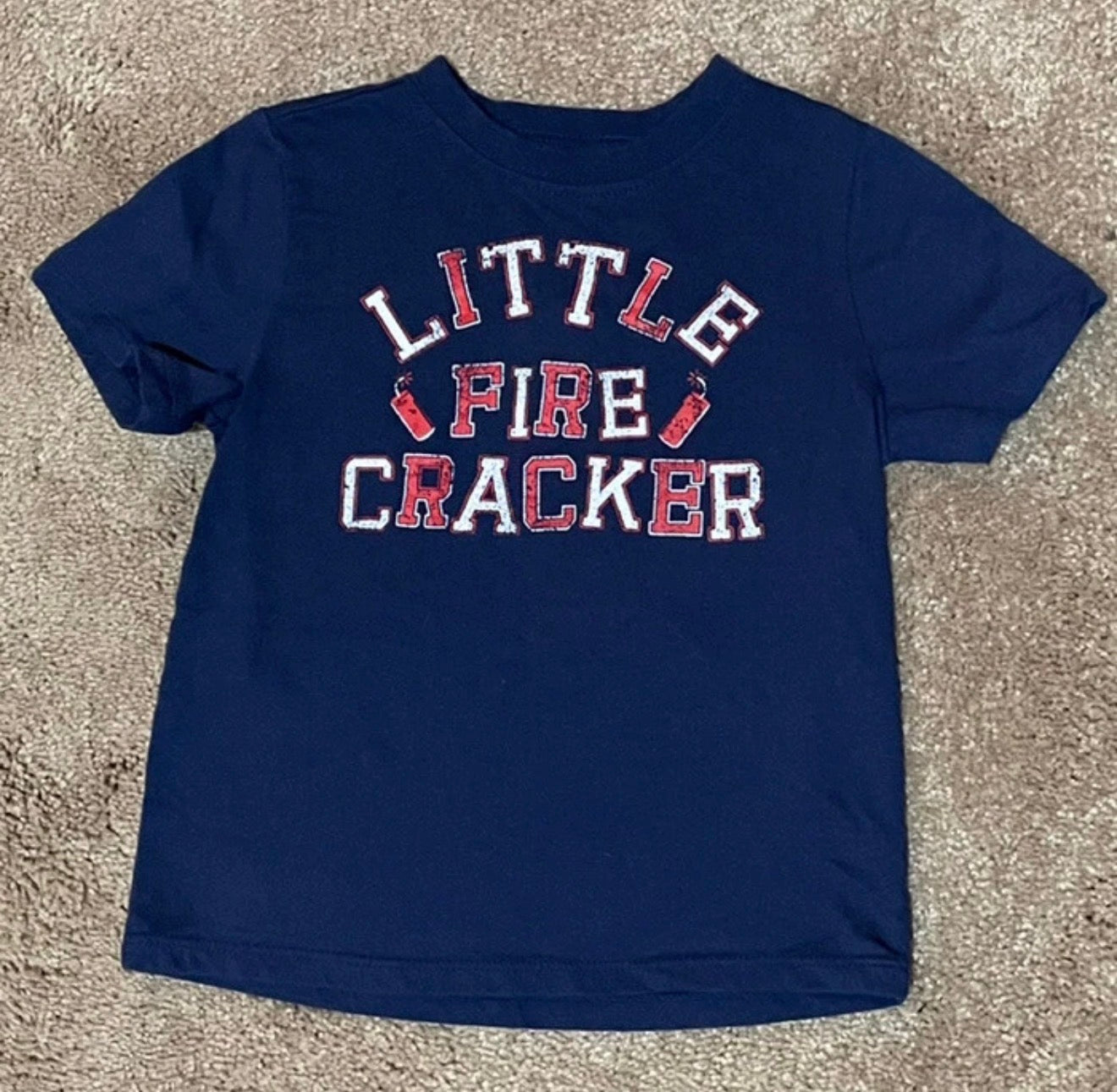 Little Firecracker Kids Shirt SZ 3T Toddler -Navy