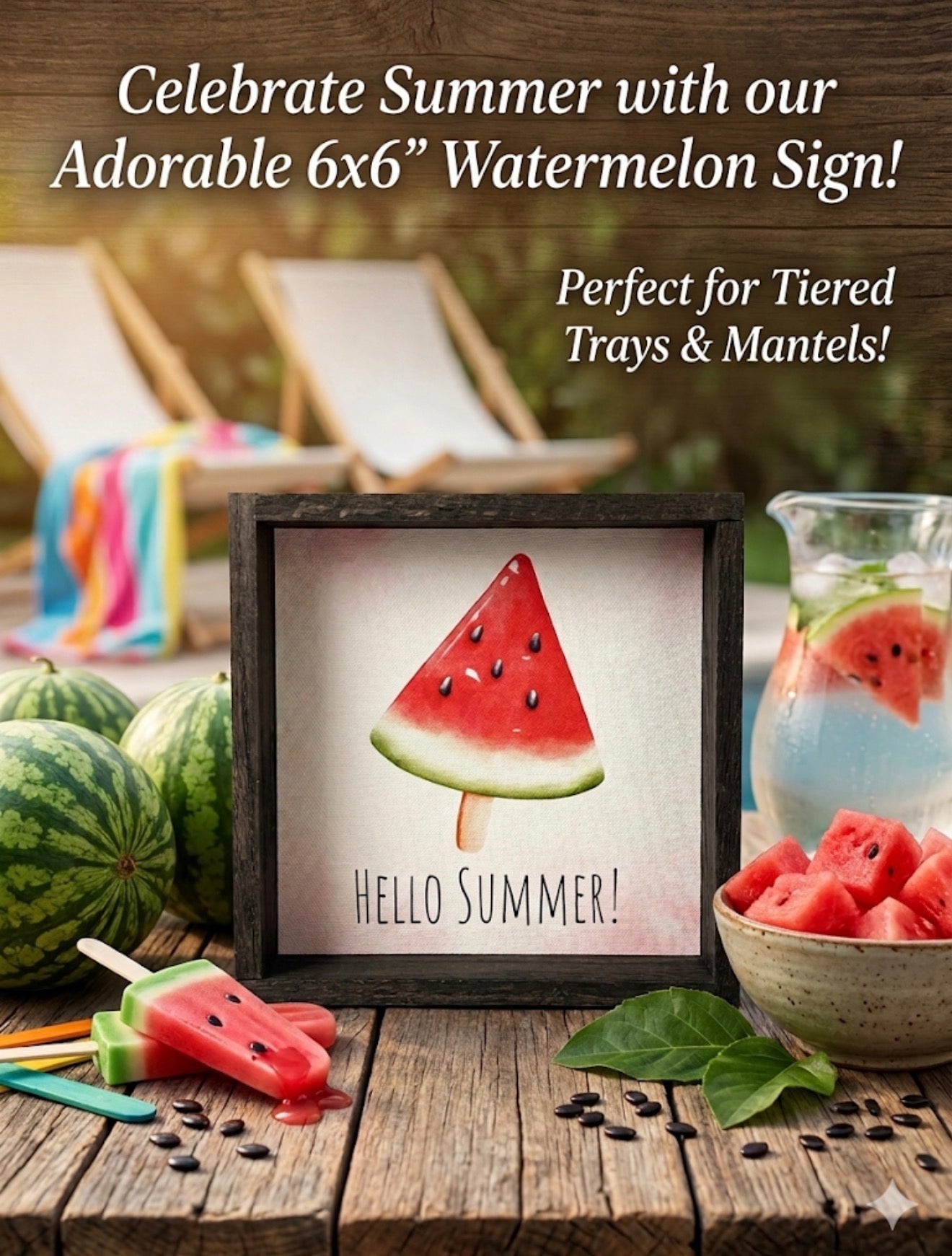 Watermelon Sign 6” x 6”