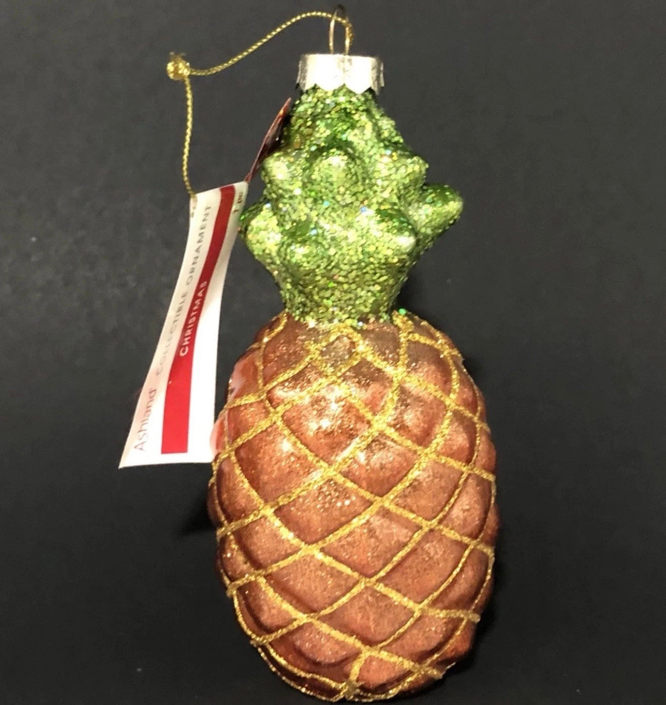 Pineapple Glass Christmas Ornament 5 inch Ashland Collectible