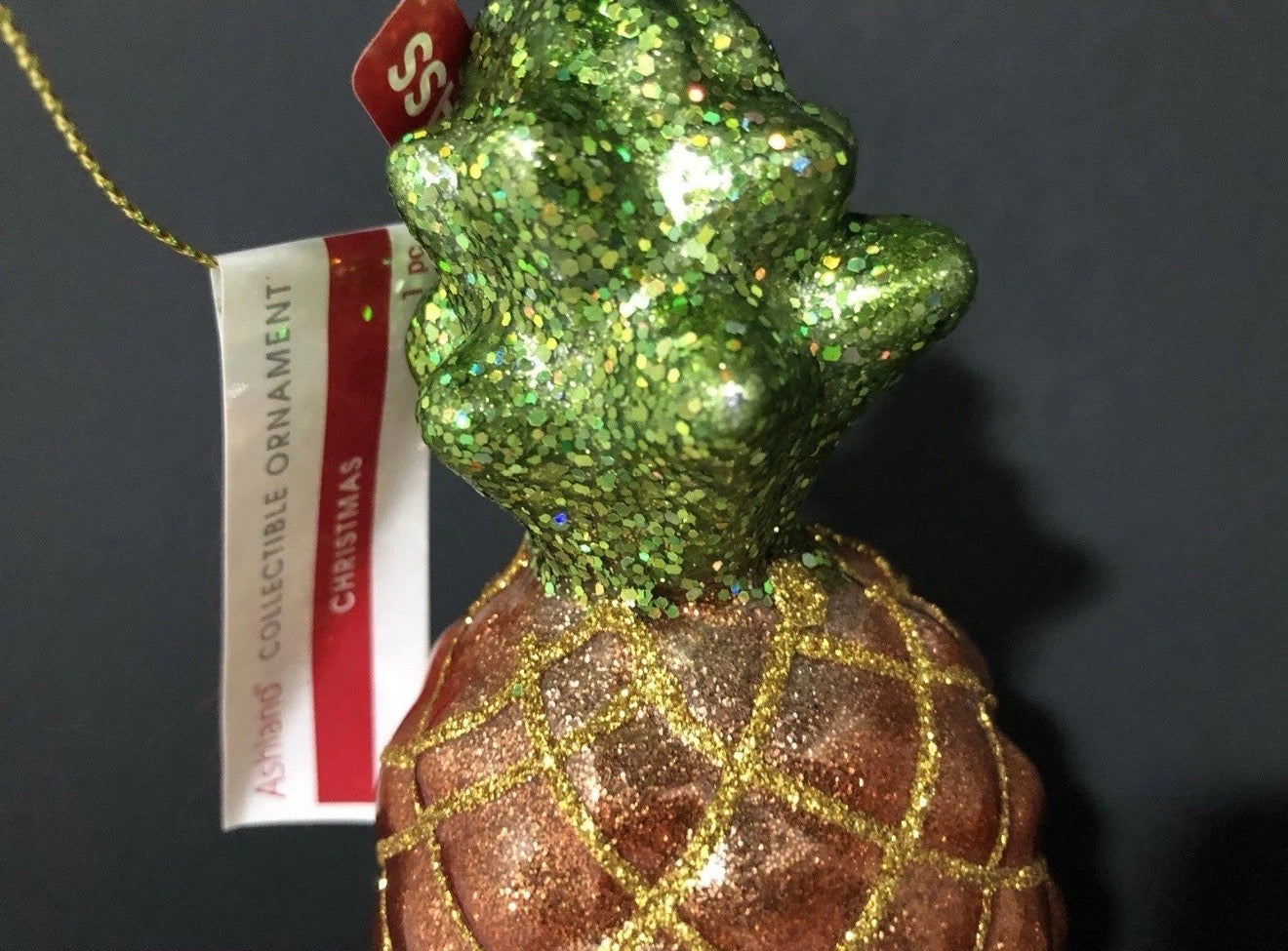 Pineapple Glass Christmas Ornament 5 inch Ashland Collectible
