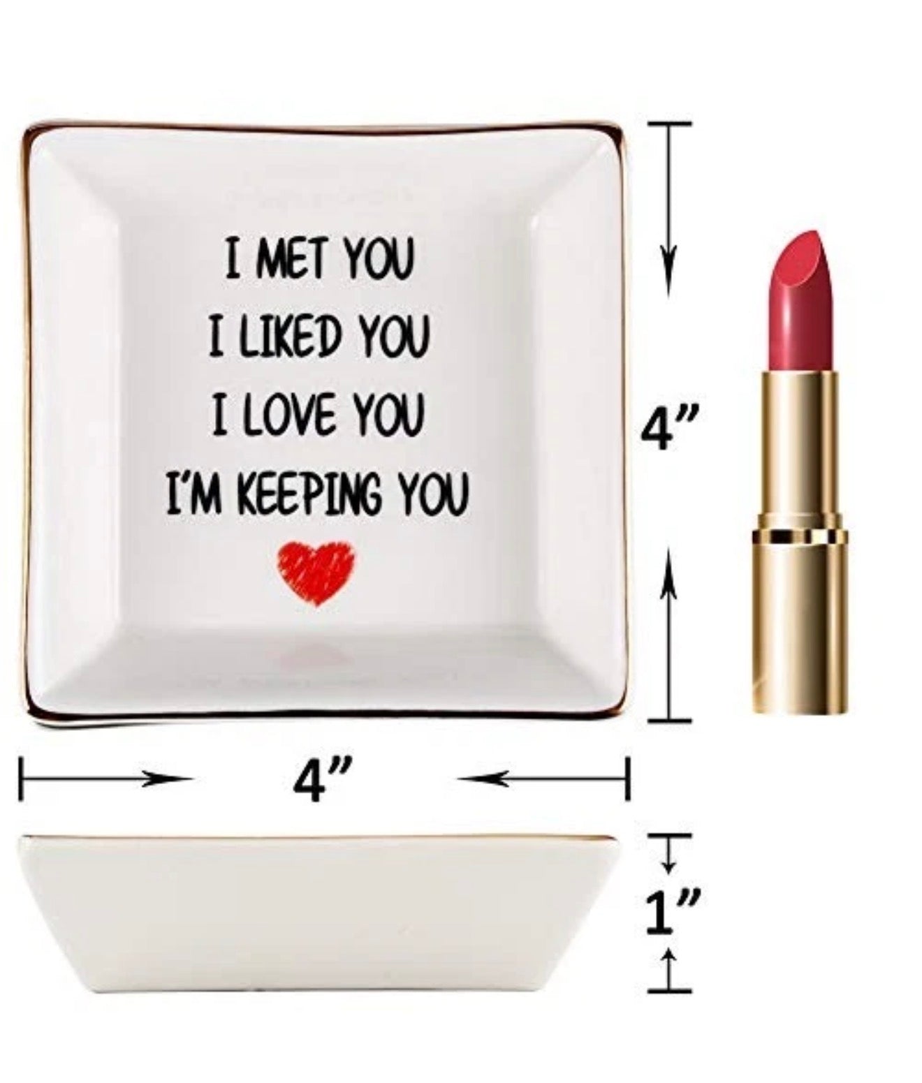 AREOK Best Gifts for Wife middle jewelry tray, I love you ring dish
