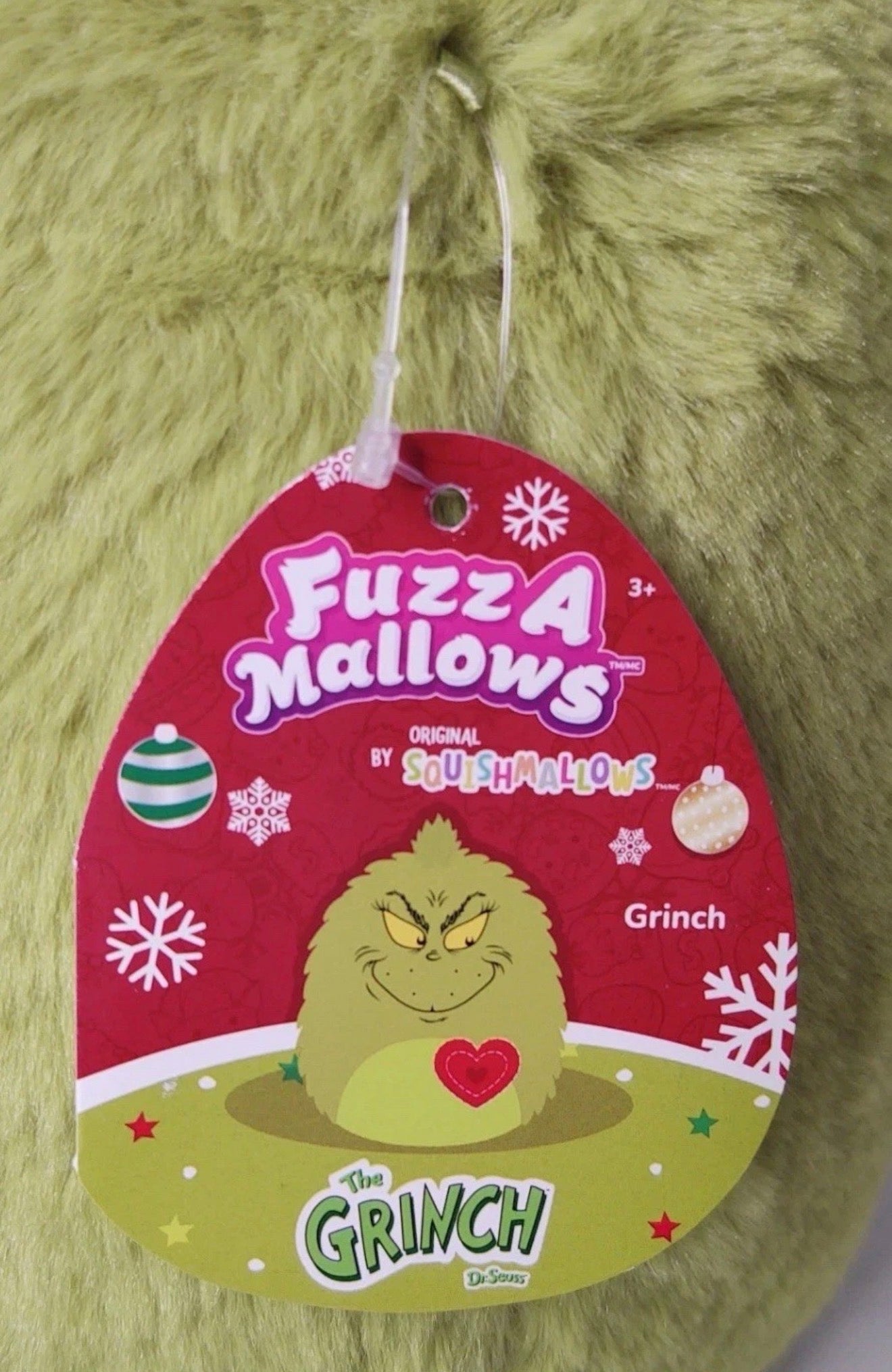 Squishmallows 12" Fuzz-A-Mallow Grinch with Heart ♥️