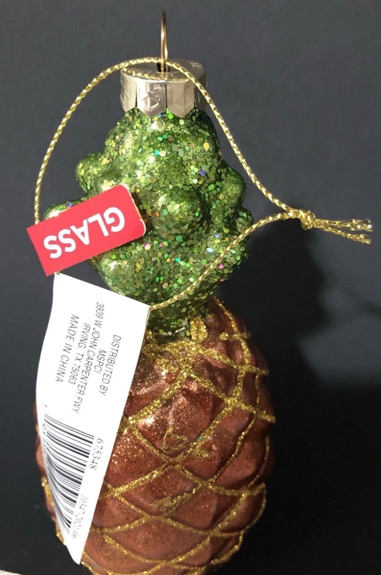 Pineapple Glass Christmas Ornament 5 inch Ashland Collectible