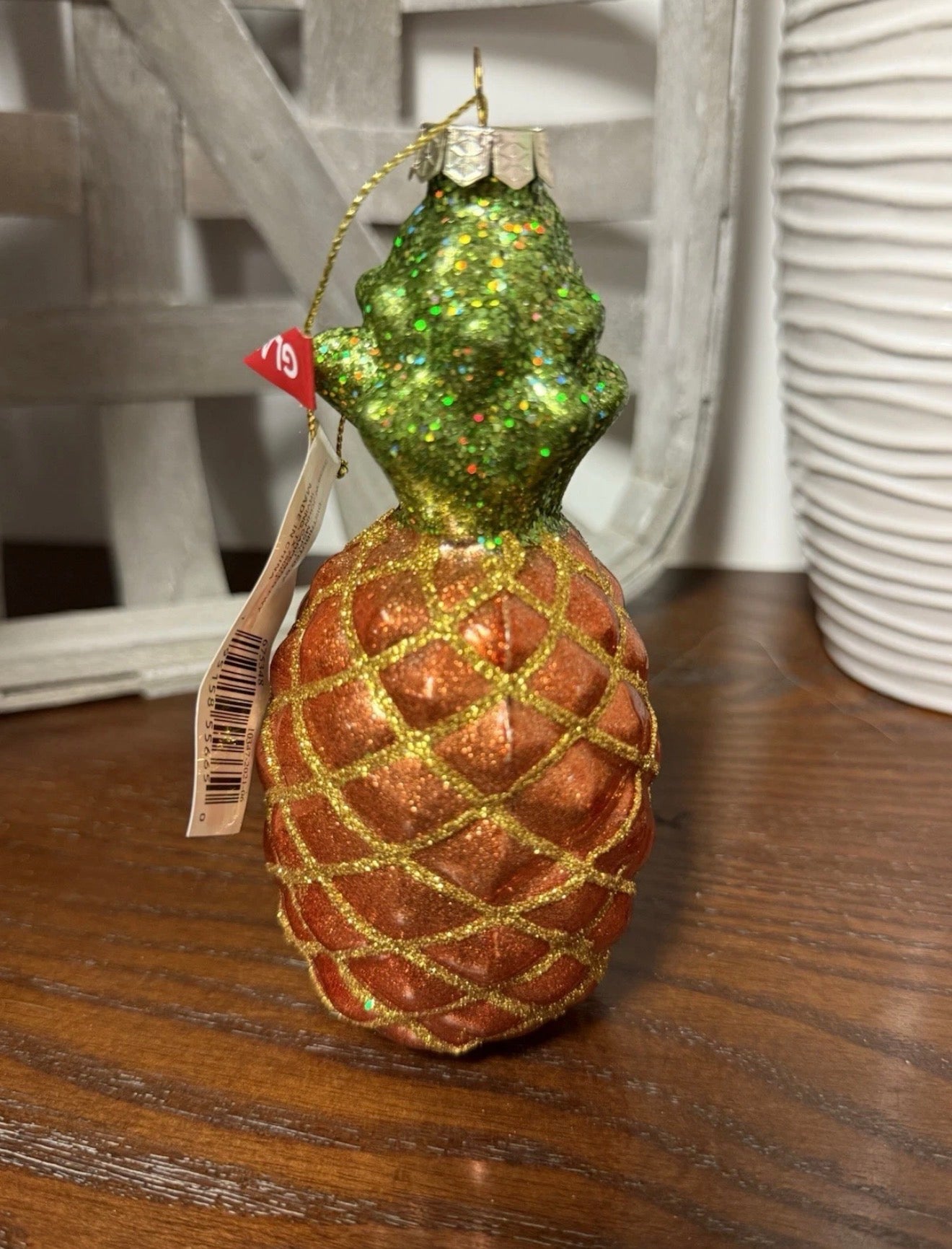 Pineapple Glass Christmas Ornament 5 inch Ashland Collectible