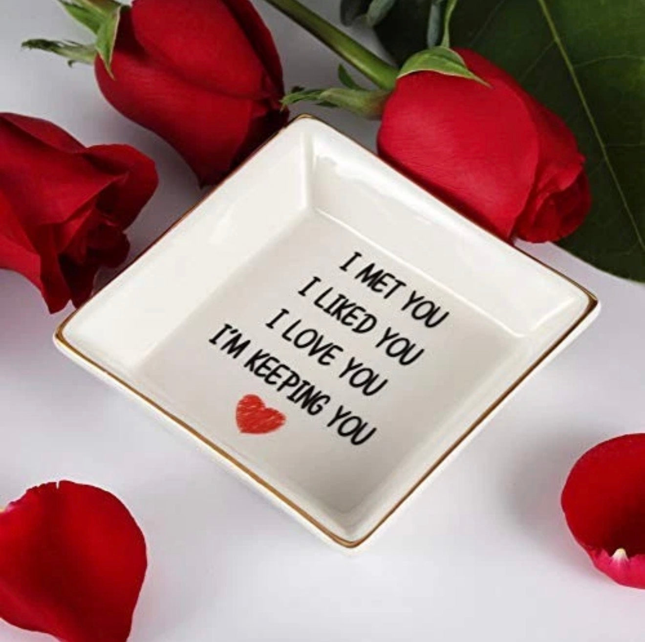 AREOK Best Gifts for Wife middle jewelry tray, I love you ring dish