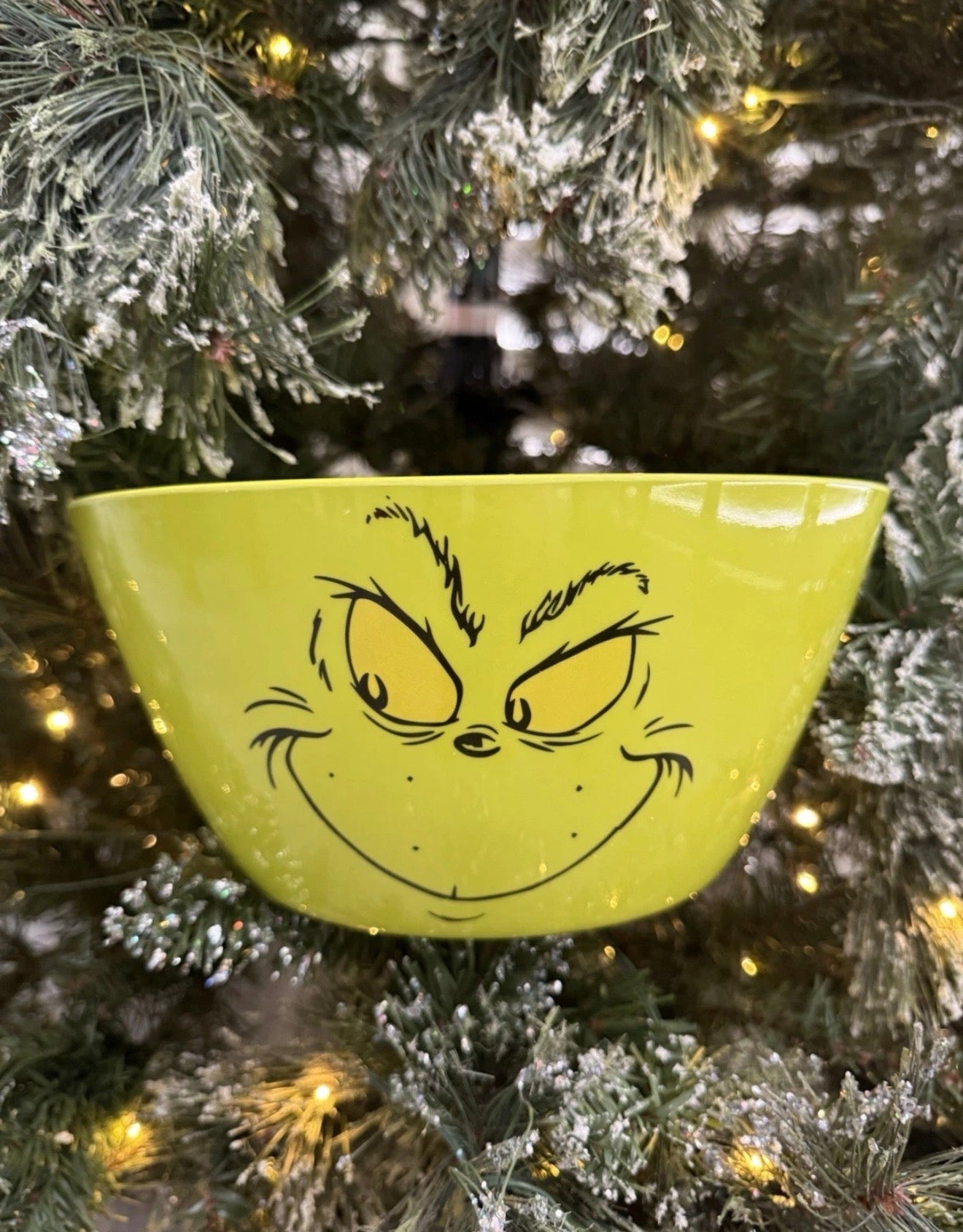 Christmas Holiday Green Grinch Face Large Melamine Serving Bowl & Tray New