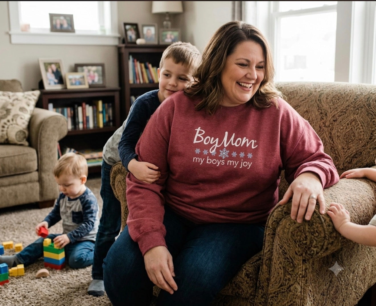 Ladies 2xl Boymom Snowflake Holiday Sweatshirt “My Boys My Joys”