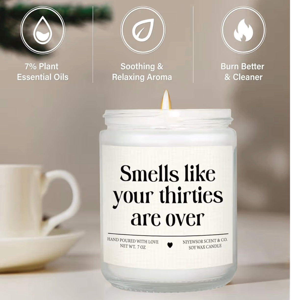 40th Birthday Gifts Women Men, Forty Birthday Candle, 1986 40th Birthday Decorations for Women Men, 40 Year Old Bday Gifts for Friend, Sister, Wife, Husband, Handmade, 7oz