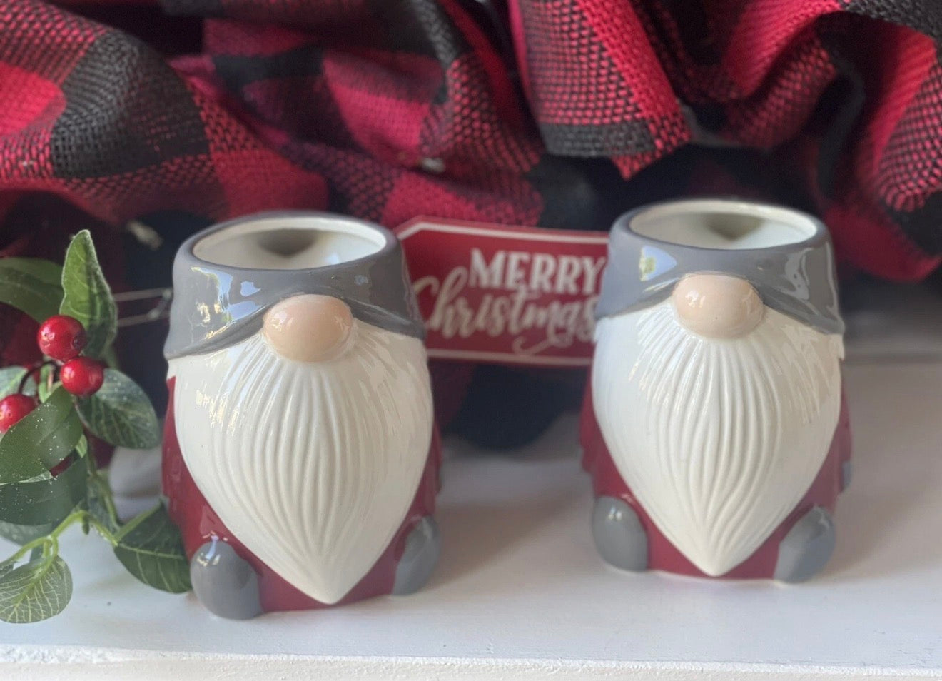 POTTERY BARN GNOME MUGS SET OF 2 NEW