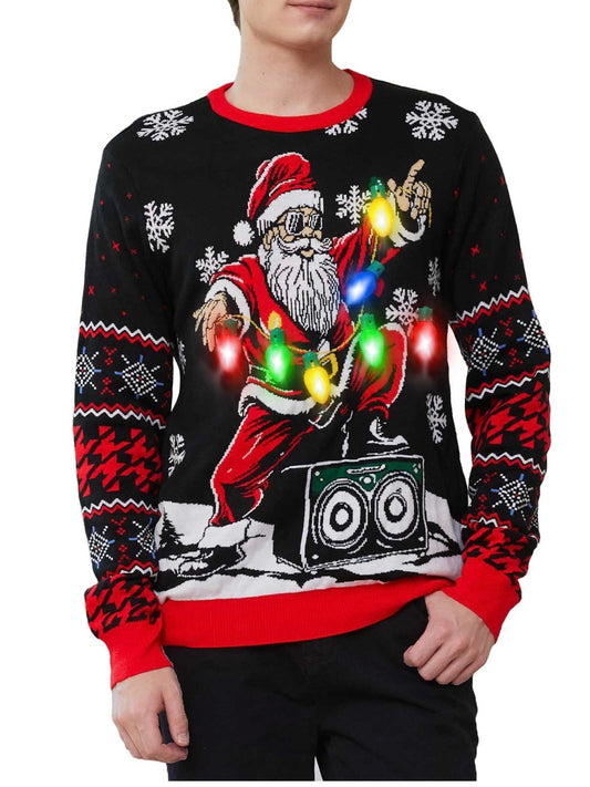 Unisex Men's Ugly Christmas Sweater Funny Novelty Knit Pullover Santa Christmas Holiday Sweater - size Med