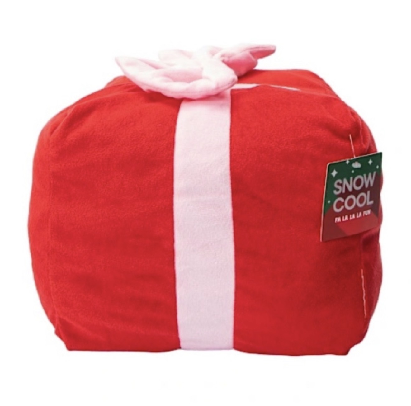 2 Red And White Bow Box Snow Cool Present Pillow Plush 10" X 10” X 10”  Set of 2