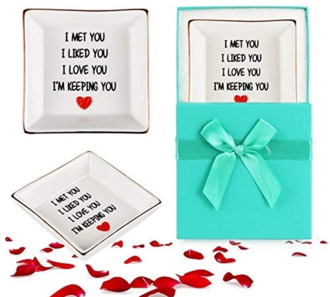 AREOK Best Gifts for Wife middle jewelry tray, I love you ring dish